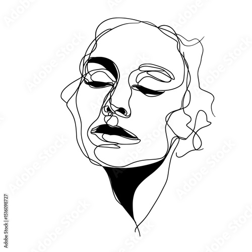 A black and white artistic portrait of a woman, with her eyes gently closed