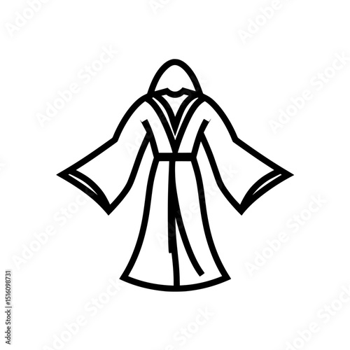 A collection of bathrobe icons in outline form, depicted in black on a white background