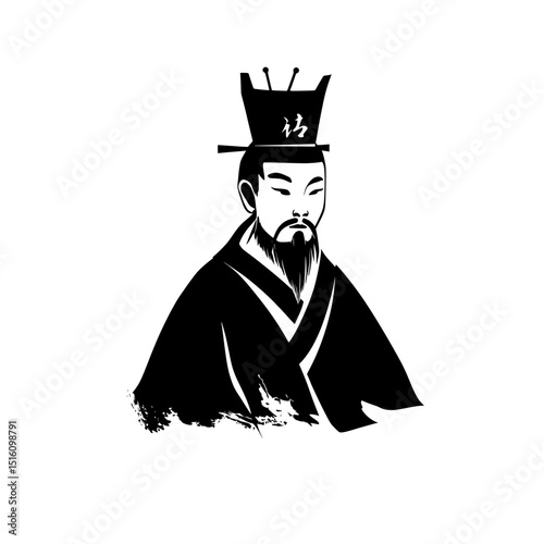 A minimalist logo design that incorporates a stylized bearded face adorned with a crown, reflecting simplicity and modern aesthetics