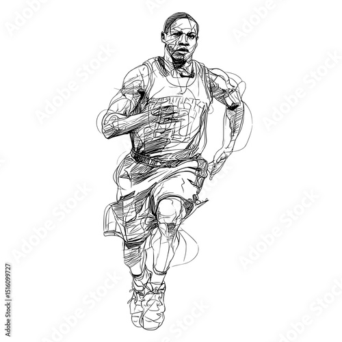 Black and white dynamic modern illustration of a running person
