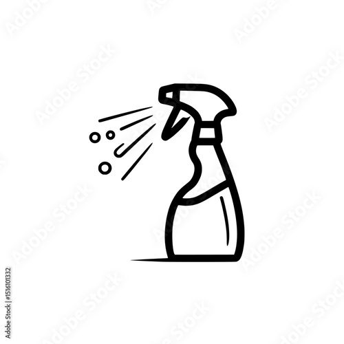 A spray bottle icon featuring minimalist design suitable for cleaning and gardening purposes