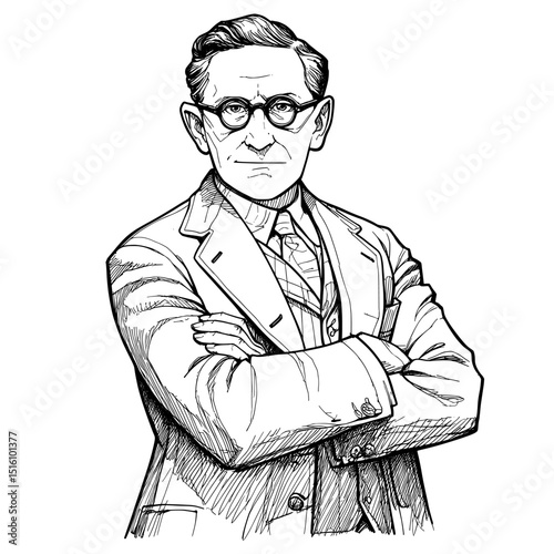 Creative Hand-Drawn Picture of a Man Exuding Confidence’ transforms into ‘Confident Male Character in a Unique Creative Hand-Drawn Illustration