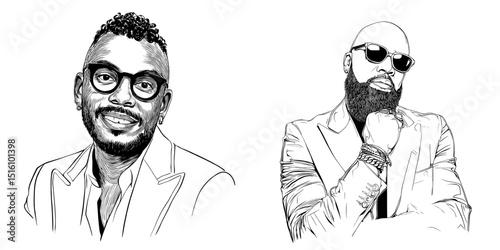 The illustration is hand drawn and features a bearded man in a jacket