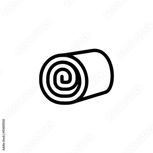 A rolled yoga mat is represented by an icon in black line style on a white background