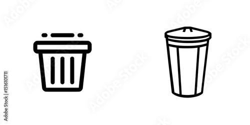 A contemporary illustration of a straightforward line art waste container, suitable for various design applications and utilization scenarios