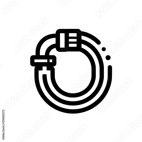 Modern illustration of a watering hose with nozzle and water droplet for gardening and irrigation purposes