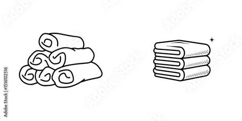 The depiction of folded towels encompasses laundry towels, bath towels, spa towels, hotel towels, and clean towels within modern art