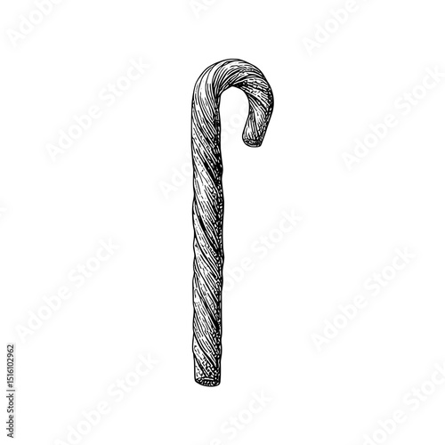 The image is of a sketched candy cane with diagonal lines and includes a shading effect