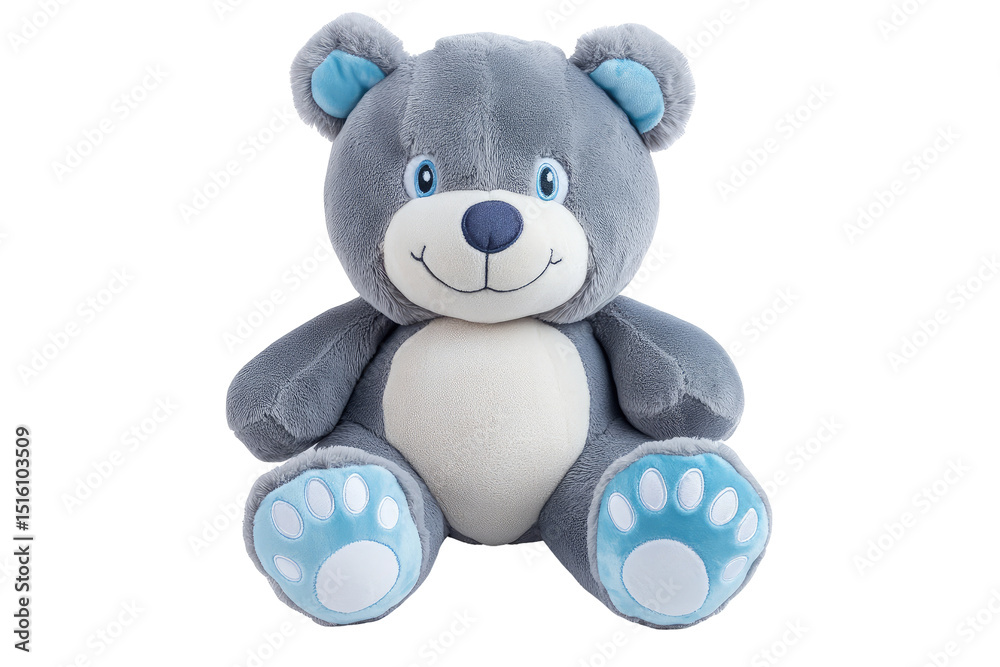 Obraz premium Gray teddy bear with blue accents