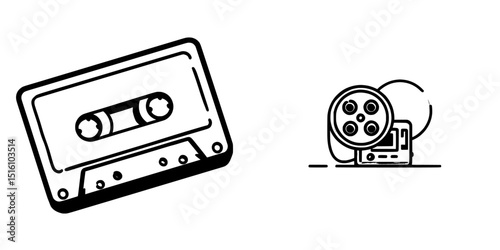 Icon for office supplies and stationery featuring a minimalist blue tape design with clean lines