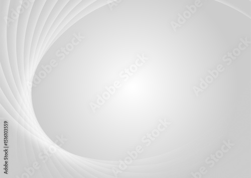 Grey white smooth circles abstract tech geometric background. Vector elegant wavy design