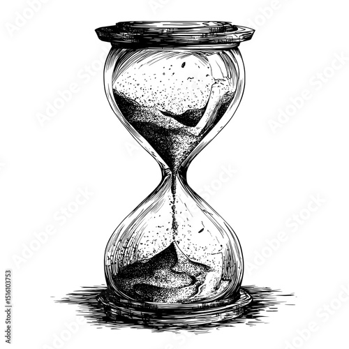 A modern illustration features a sketched hourglass with flowing sand, conveying the concept of time passing