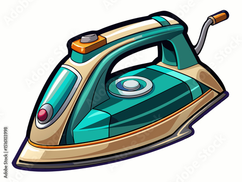 A high-quality vector of a modern electric iron with steam holes, isolated on a white background