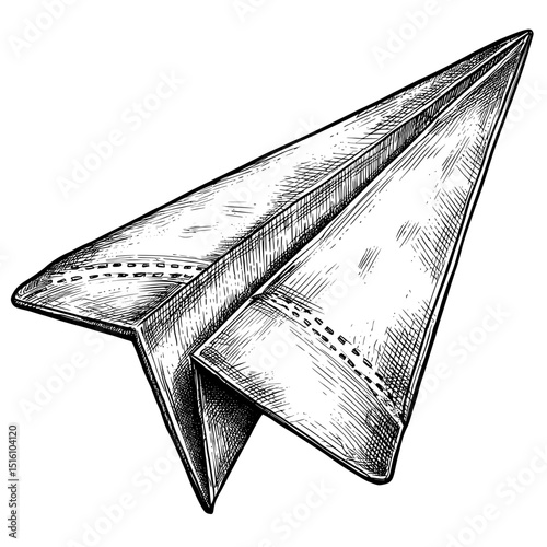 A black and white sketch of a paper airplane serves as an example of modern illustration art