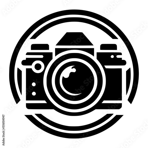 A luxury photography logo with camera silhouette 