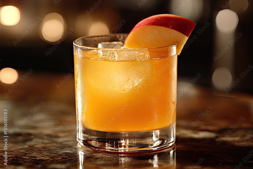 A refreshing glass of carrot-apple juice, garnished with a slice of carrot and apple A refreshing glass of carrot-apple juice, garnished with a slice of carrot and apple