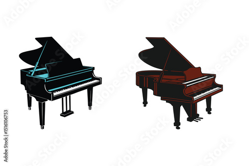 Piano Silhouette Vector Illustration for Music and Instrument Designs