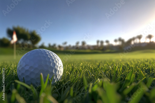 A golf ball lying in the grass.
