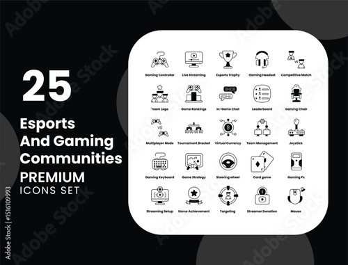 Esports and Gaming Communities Vector Icon Stock Illustration for Competitive Play, Streaming, and Gamer Engagement