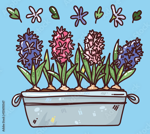 cute vector set with spring flowers