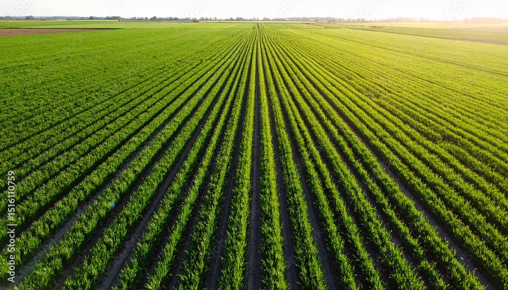 Beautiful aerial landscape of agricultural fields, neatly divided plots with varying shades of green Beautiful aerial landscape of agricultural fields, neatly divided plots with varying shades of green
