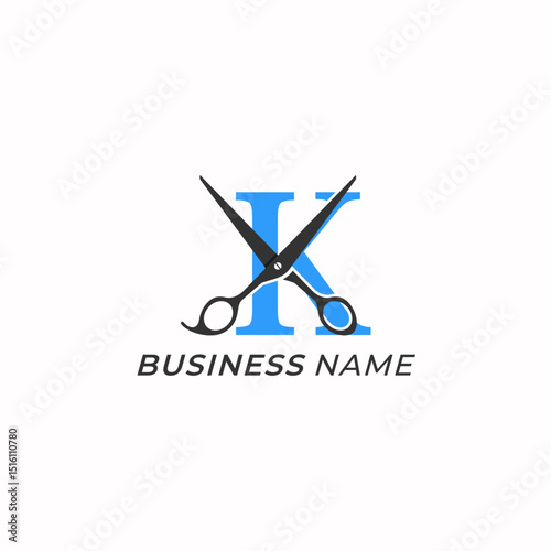 design logo combine letter K and scissors