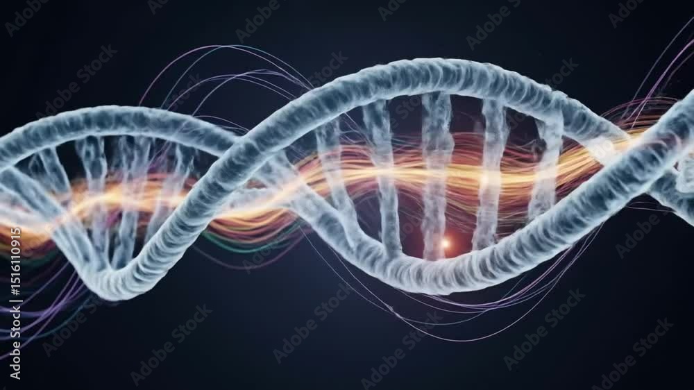 DNA double helix: A glowing, intricate representation of genetic code and life.
