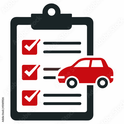 Car repair check list icon vector silhouette illustration isolated on white background