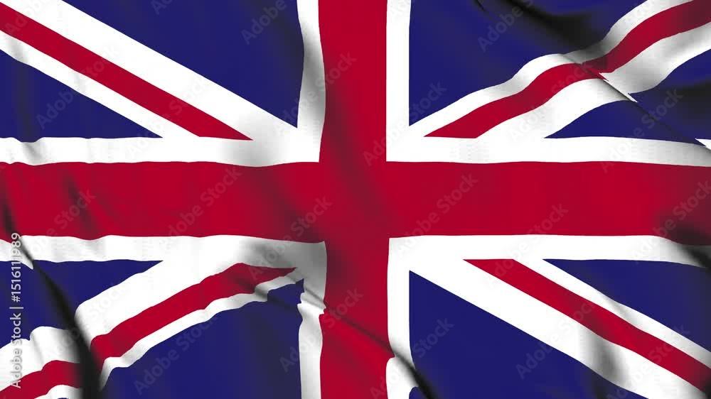 The United Kingdom country flag waves in the wind.