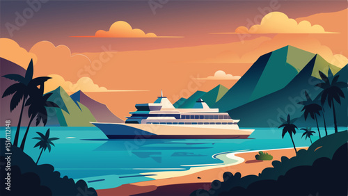 Tropical island resort with palm trees and ocean view digital art