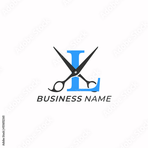 design logo creative letter L and scissors