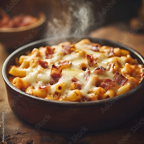 Creamy Mac and Cheese with crispy bacon irresistible comfort food baked to perfection