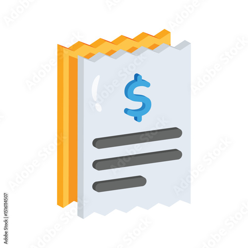 Grab this 2d style icon of printed invoice sheet