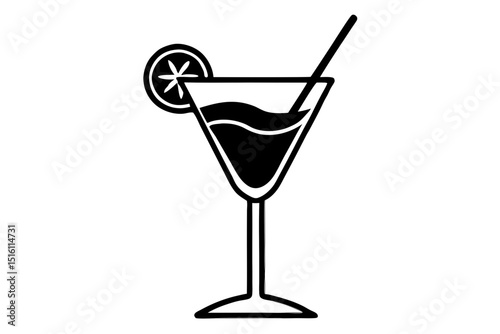 Cocktail icon vector silhouette illustration isolated on white background