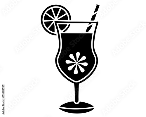 Cocktail vector silhouette illustration isolated on white background