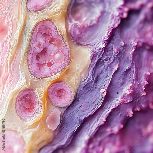 High-magnification image of skin cross-section showing inflamed hair follicle structure Dermatology and Medical Education Cosmetic and Skincare Science