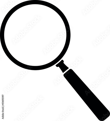 Magnifying glass vector black silhouette print design