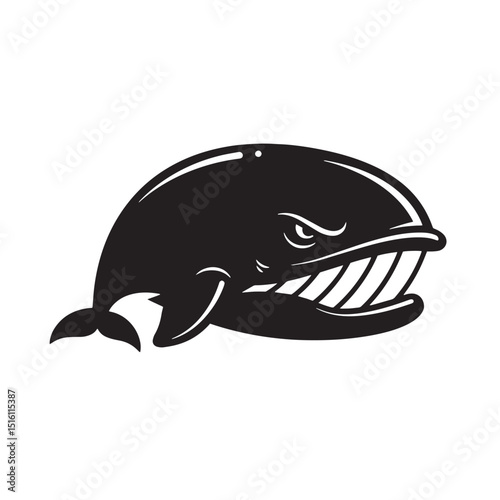 Fierce angry orca whale mascot black and white isolated on white background