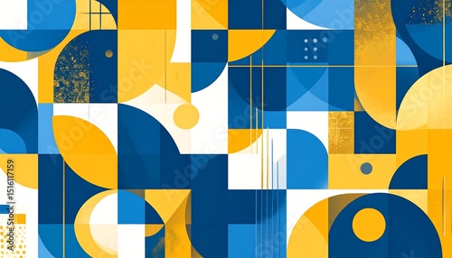 Abstract Geometric Blue Yellow Design.