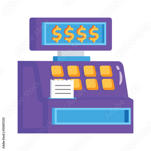 Easy to edit 2d style icon of cash register