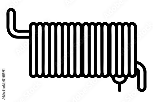 Condenser coil vector silhouette illustration isolated on white background