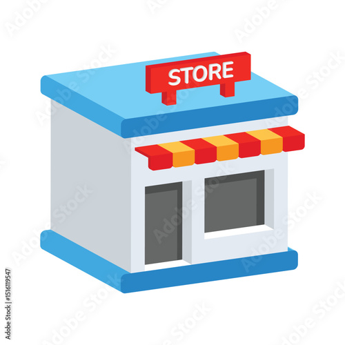 A customizable 2d icon of shop entrance and signage
