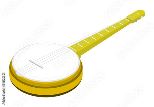 Isometric national musical string instrument bungee top view. Guitarist folk musical instrument. Realistic 3D vector concept isolated on white background