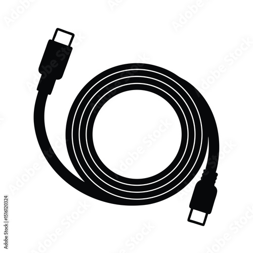 USB C Cable Modern Vector Silhouette