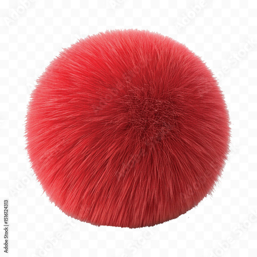 realistic fluffy ball or  pom poms in different color style isolated on transparent background