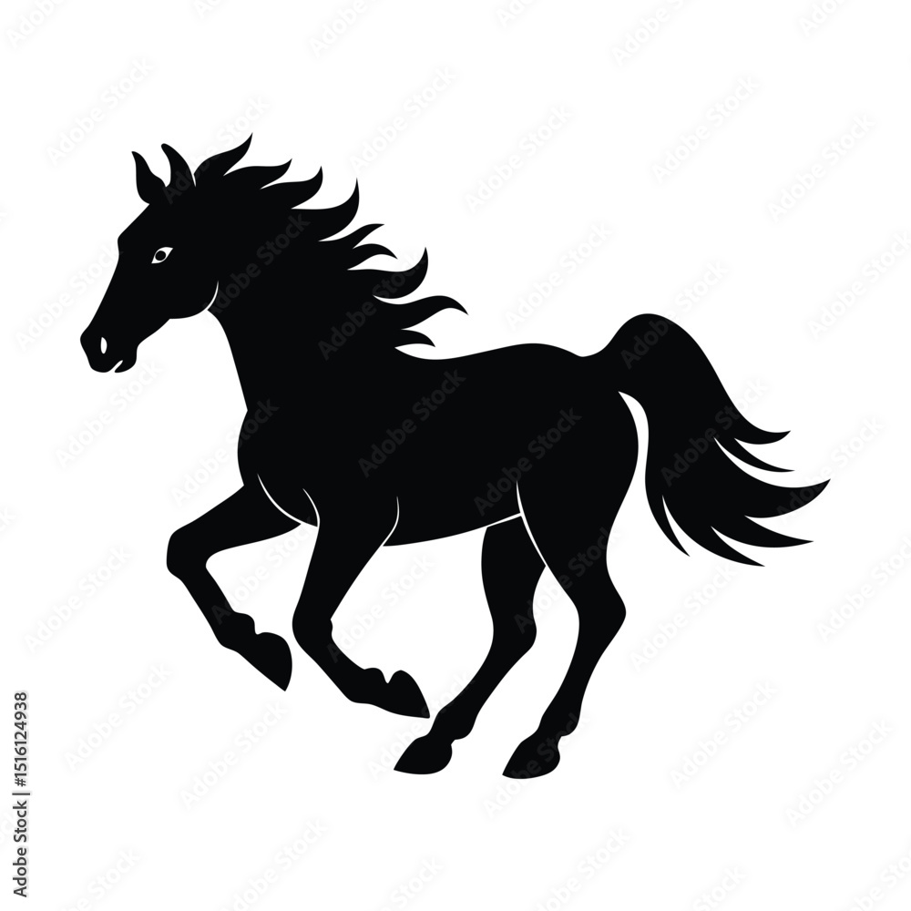 Obraz premium Wild Horse Running Vector Silhouette