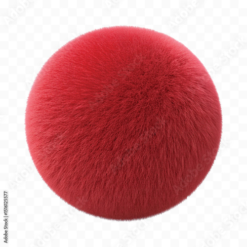 realistic fluffy ball or  pom poms in different color style isolated on transparent background