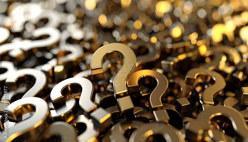 Golden Question Marks Background.