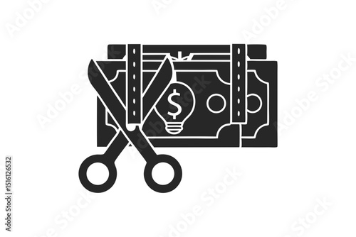 Cost cutting icon vector silhouette illustration isolated on white background