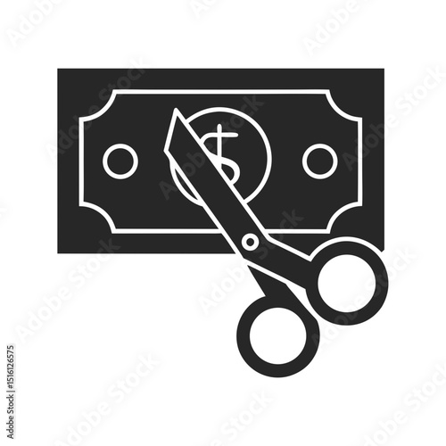 Cost cutting icon vector silhouette illustration isolated on white background